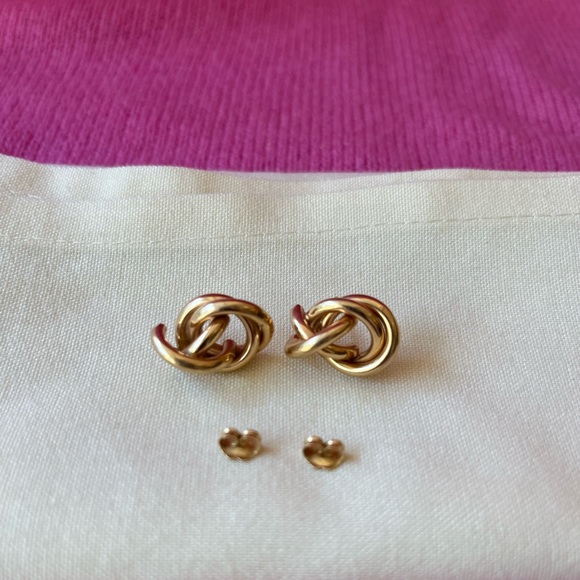 Loopy Gold Knot Earrings - Picture 9 of 16